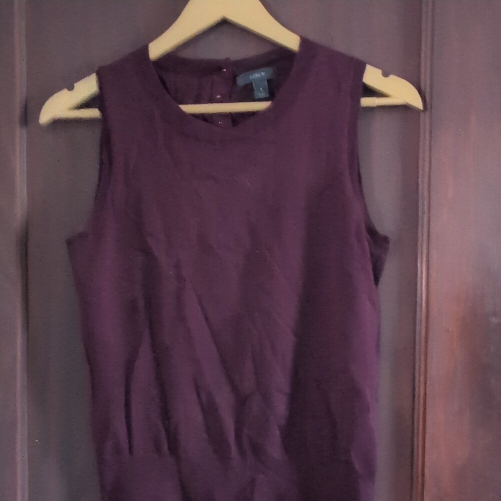 J. Crew Merino Wool Shell Sleeveless Burgundy Preppy Business Casual Small EUC